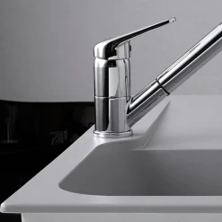 Évier résine gris clair Ewi ZIGGY 1 bac 1 égouttoir