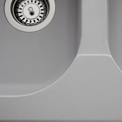 Évier résine gris clair Ewi ZIGGY 2 bacs 1 égouttoir