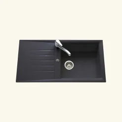 Évier résine noir Ewi EMERAUDE 1 grand bac 1 égouttoir