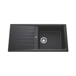 Évier résine noir Ewi EMERAUDE 1 grand bac 1 égouttoir