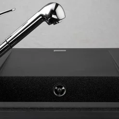 Évier résine noir moucheté Ewi ZIGGY 1 bac 1 égouttoir