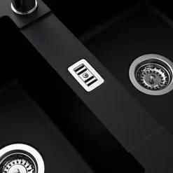 Évier résine noir PLUTON 2 bacs 1 égouttoir