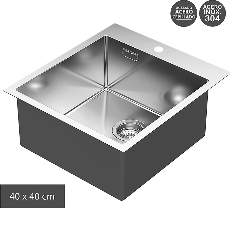 Évier SOL avec finition brossée en acier inoxydable Kibath