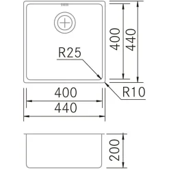 Évier sous-plan 1 Cuve 40x40x20cm R25mm - Acier inox 18/10 - ZN Top FRÉCAN
