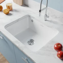 Évier sous-plan en céramique 1 cuve à encastrer Villeroy & Boch Subway blanc brillant
