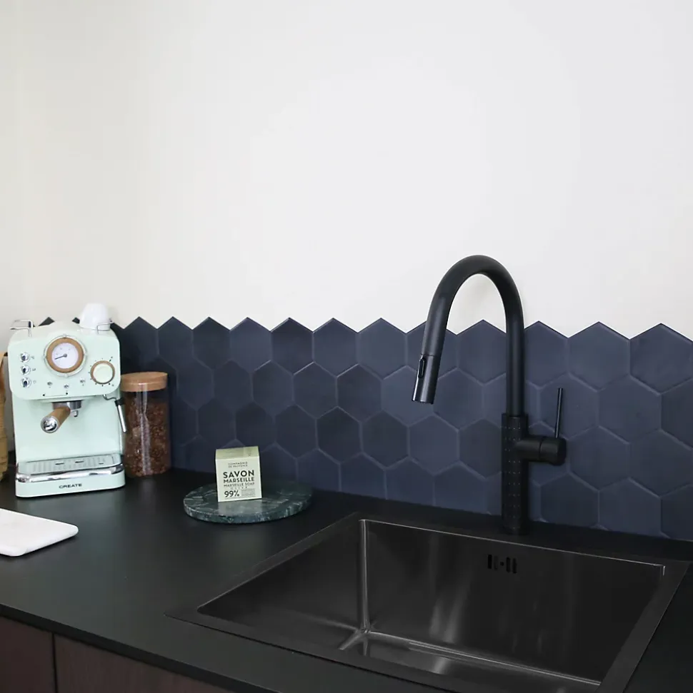 Évier sous-plan en inox finition noir mat 1 bac à encastrer Essebagno Inoxa 54