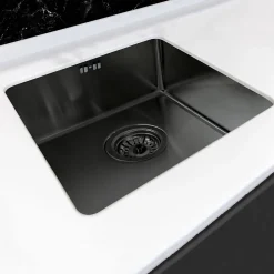 Évier sous-plan en inox finition gun métal 1 bac à encastrer Essebagno Luisa 55