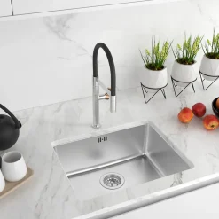 Évier sous-plan en inox finition gris 1 bac à encastrer Essebagno Inoxa 54