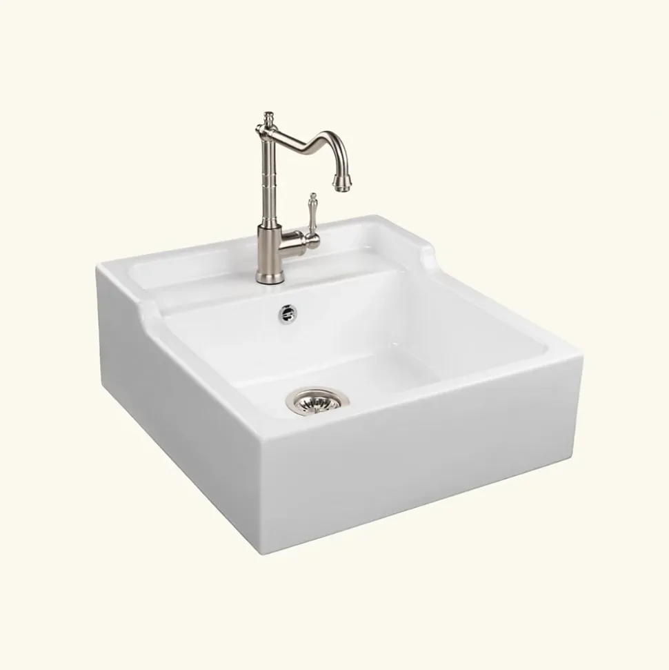 Évier timbre d'office céramique blanc ERNEST 1 bac