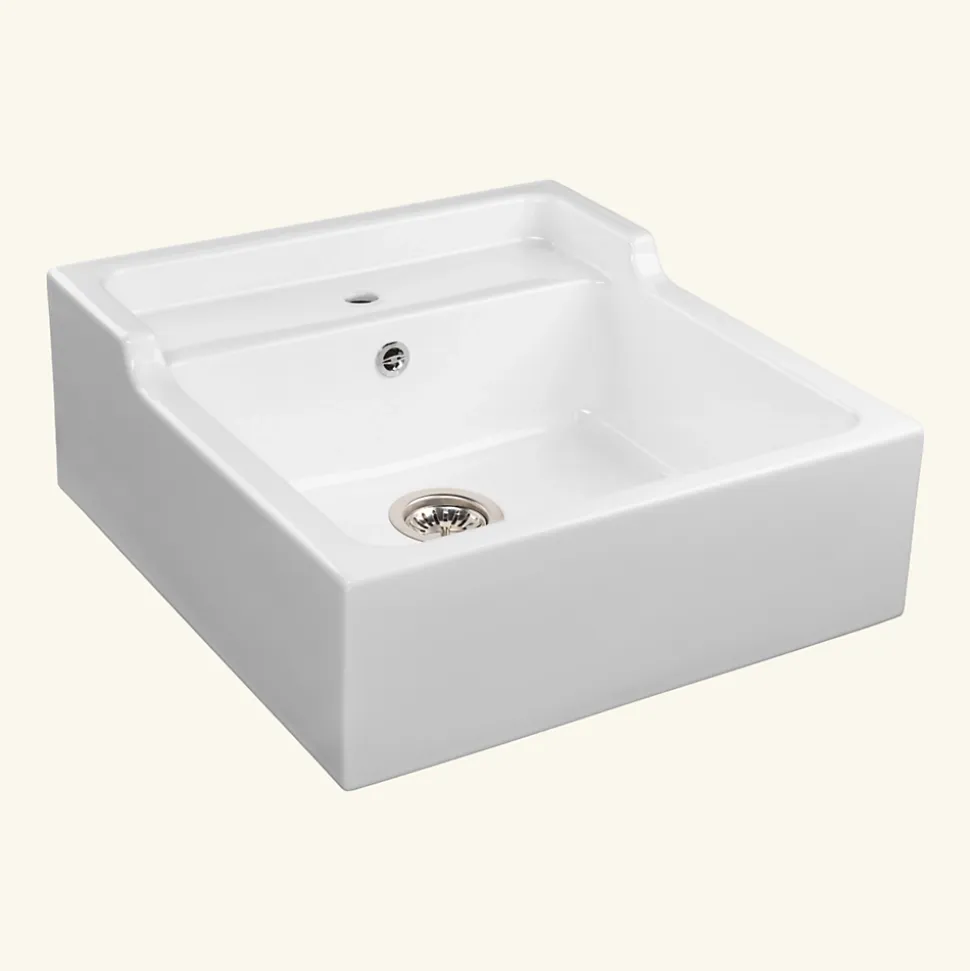 Évier timbre d'office céramique blanc ERNEST 1 bac