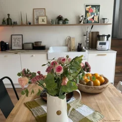 Évier timbre d'office céramique blanc LÉON 1 bac 1 égouttoir