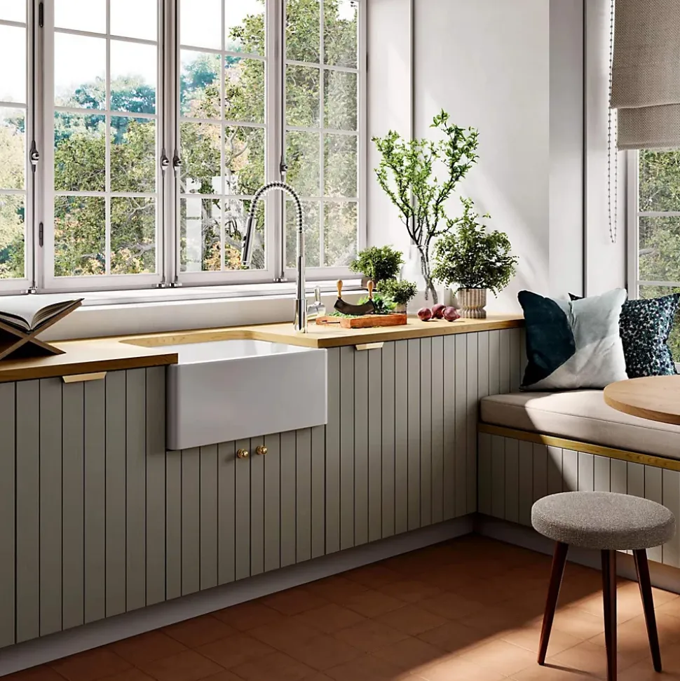 Évier timbre d'office céramique Sanindusa BELFAST blanc 1 bac