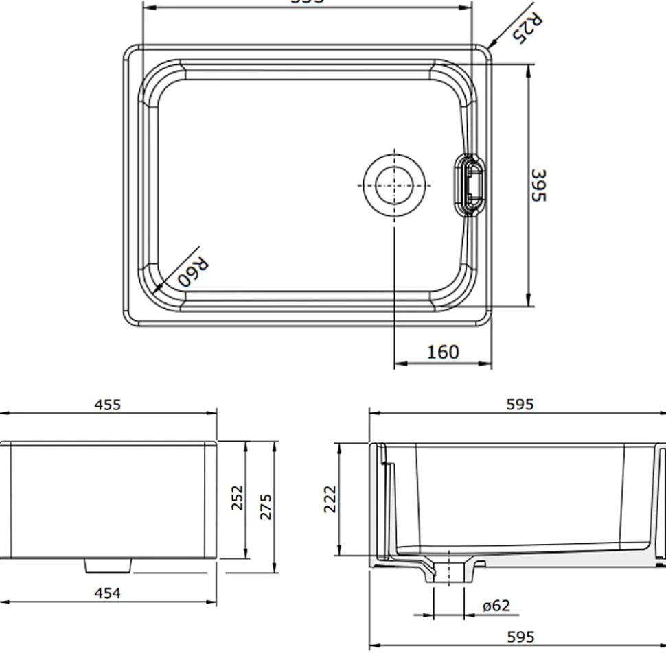 Évier timbre d'office céramique Sanindusa BELFAST blanc 1 bac