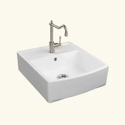 Évier timbre d'office céramique blanc ALBERT 1 bac