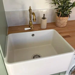 Évier timbre d'office céramique blanc Sanindusa FARMHOUSE XS 1 bac 590x458