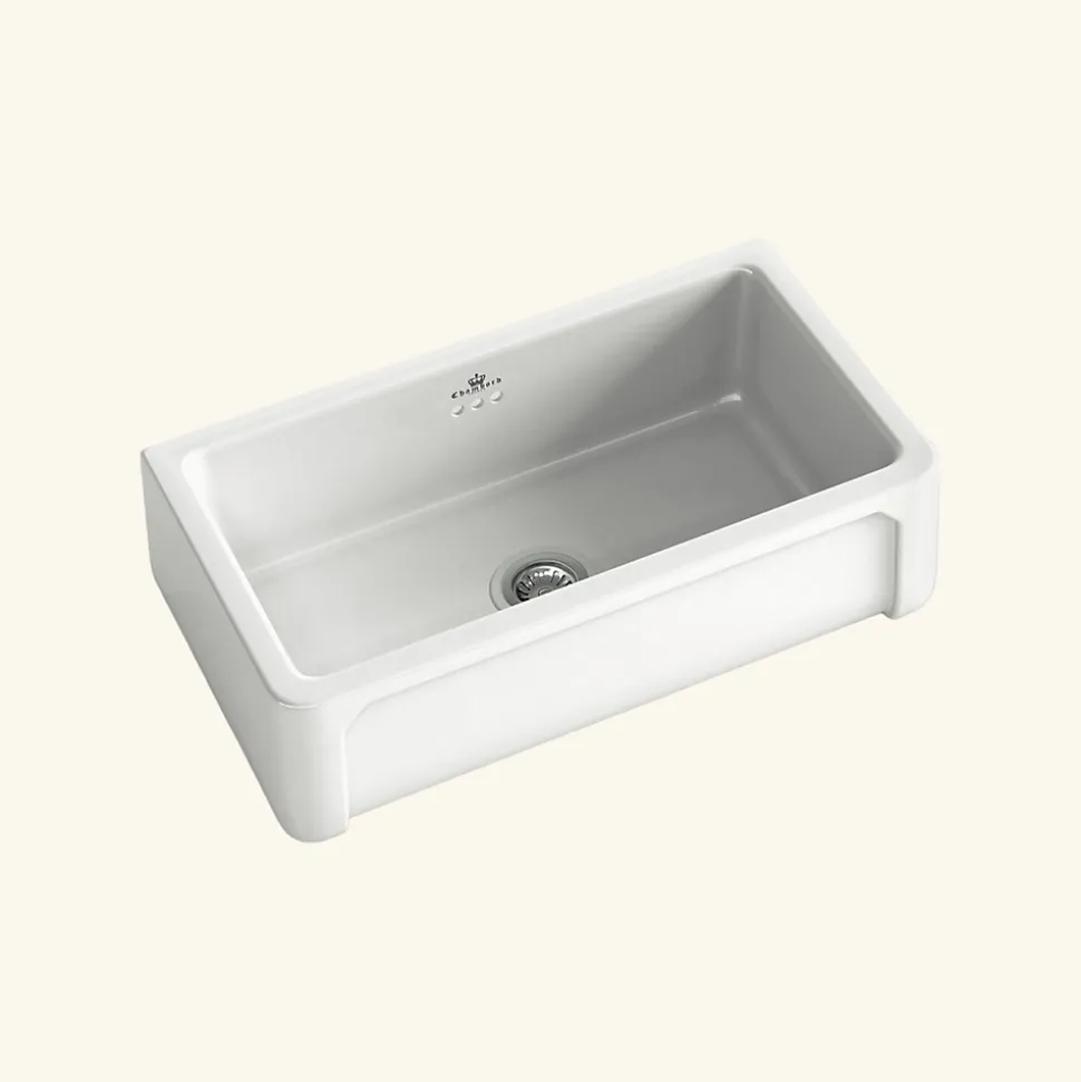 Évier timbre d'office céramique Chambord KATE 1 bac blanc 79x47 cm