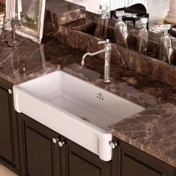 Évier timbre d'office céramique Chambord KATE 1 bac blanc 79x47 cm