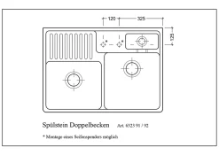 Évier timbre d'office de cuisine à poser 2 bacs Tradition Villeroy & Boch céramique blanc brillant