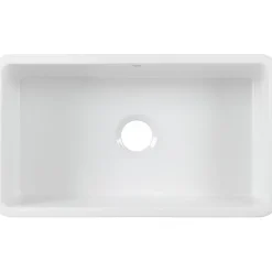 Évier timbre d'office grande taille 1 bac à poser ou à encastrer 80x46cm hauteur 22cm céramique SANINDUSA Farmhouse blanc