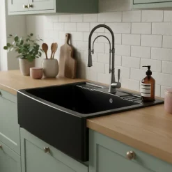 Évier timbre d'office granit noir FOCA 1 bac