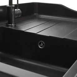 Évier timbre d'office granit noir Kümbad TAMARIN 1 bac 1 égouttoir