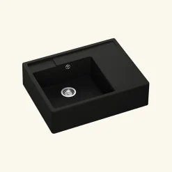 Évier timbre d'office granit noir Kümbad EWEN 1 bac 1 égouttoir à droite