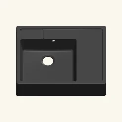 Évier timbre d'office granit noir Kümbad EWEN 1 bac 1 égouttoir à droite