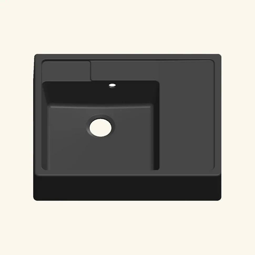 Évier timbre d'office granit noir Kümbad EWEN 1 bac 1 égouttoir à droite