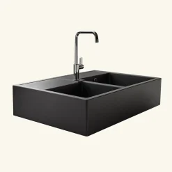 Évier timbre d'office granit noir Kümbad KIWI 2 bacs