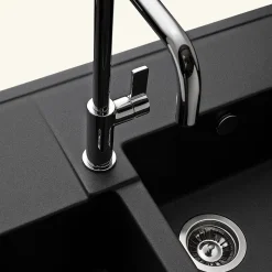 Évier timbre d'office granit noir Kümbad KIWI 2 bacs