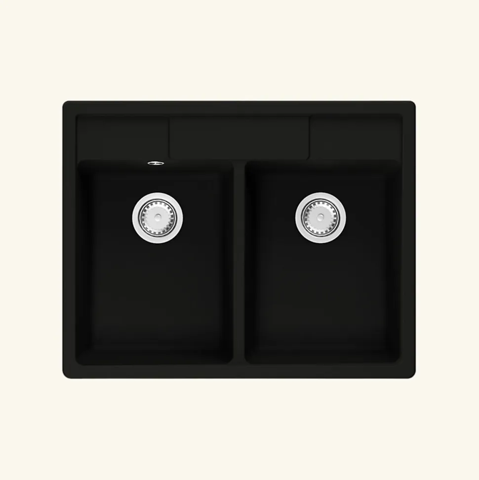 Évier timbre d'office granit noir Kümbad EWEN 2 bacs