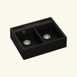 Évier timbre d'office granit noir Kümbad EWEN 2 bacs
