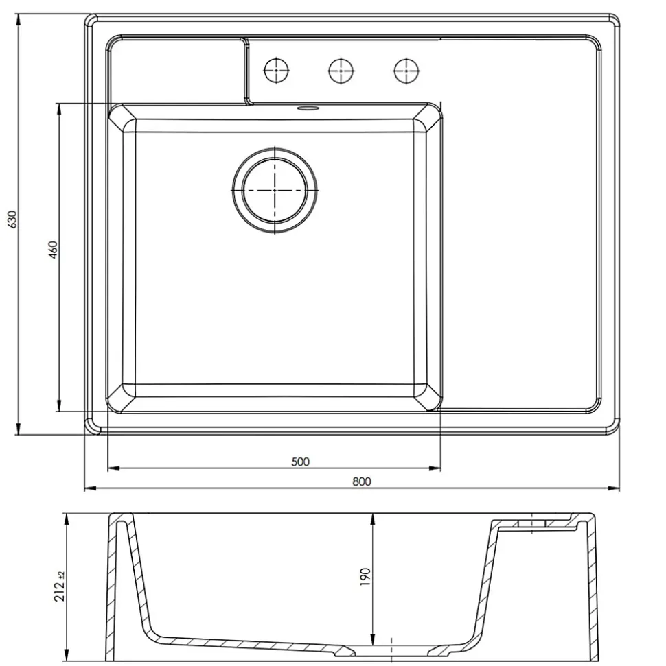 Évier timbre d'office granit blanc grisé mat Kümbad EWEN 1 bac 1 égouttoir à droite