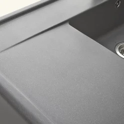 Évier timbre d'office granit gris Kümbad KIWI 1 grand bac 1 égouttoir