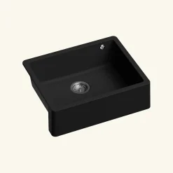 Évier timbre d'office sous-plan Kümbad SWAN granit noir 1 bac