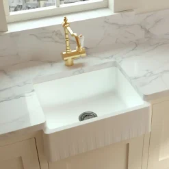 Évier timbre d'office sous-plan granit blanc Kümbad NORA 1 bac