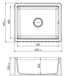 Évier timbre d'office sous-plan granit blanc Kümbad NORA 1 bac