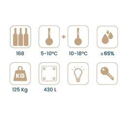 Vinobox 168 bouteilles. Cave à vin noir 2 zones
