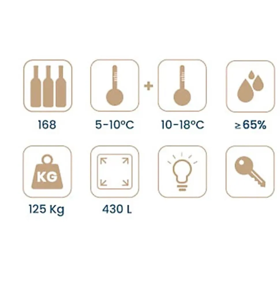 Vinobox 168 bouteilles. Cave à vin noir 2 zones