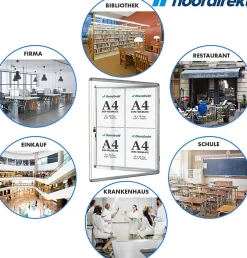 Vitrine murale 37 x 73 cm avec cadre en aluminium, 3 x A4 avec magnets