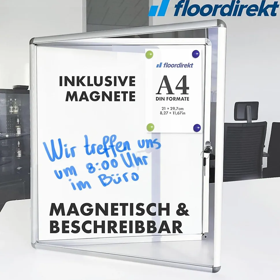 Vitrine murale avec cadre en aluminium, 2 x A4 avec magnets
