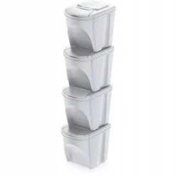 WELLHOME Lot de 4 poubelles-poubelles de recyclage, blanc cassé, 4 x 25 L