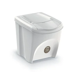 WELLHOME Lot de 4 poubelles-poubelles de recyclage, blanc cassé, 4 x 25 L