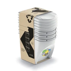 WELLHOME Lot de 4 poubelles-poubelles de recyclage, blanc cassé, 4 x 25 L