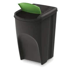 WELLHOME Lot de 4 poubelles, 100% plastique recyclé, noir, 4 x 35L