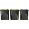 WELLHOME Lot de 3 poubelles en plastique 100% recyclé, noir, 3x 25L