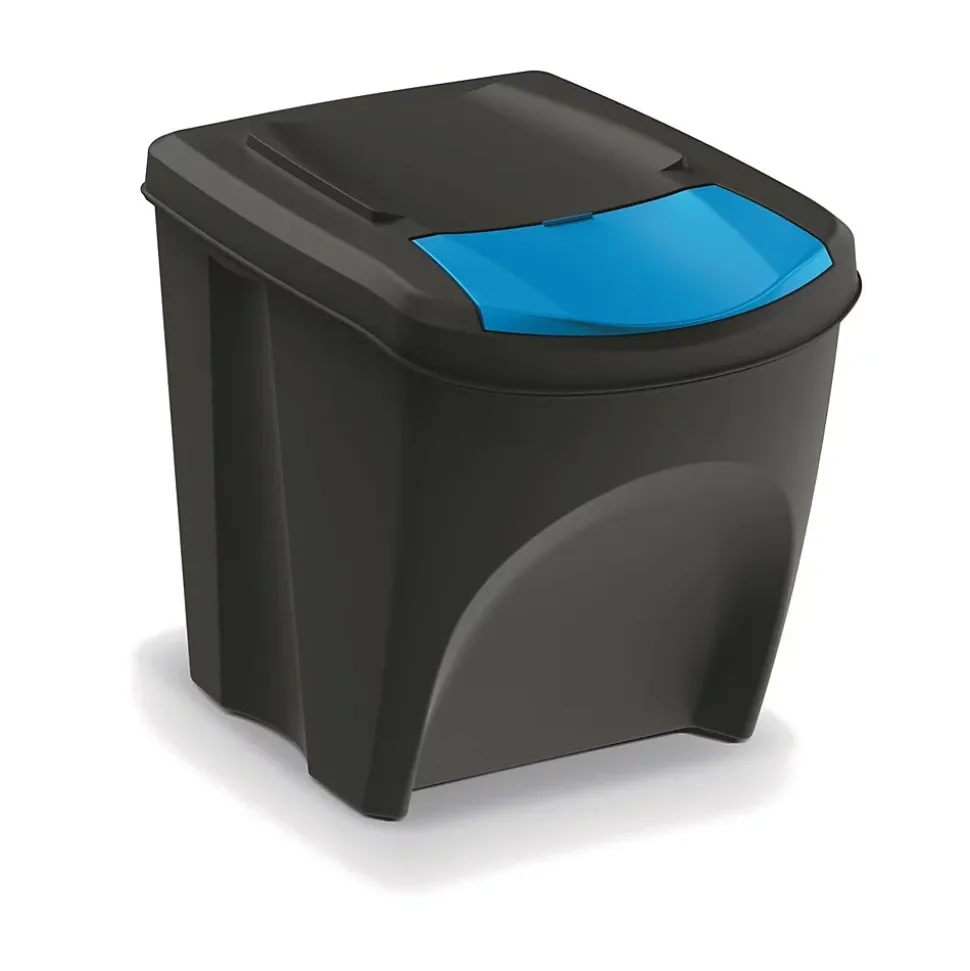 WELLHOME Lot de 3 poubelles en plastique 100% recyclé, noir, 3x 25L