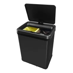 WELLHOME Poubelle de recyclage intelligente sans pied avec ouverture automatique et contact manuel 15L+15L 35,5x26x60cm Noir