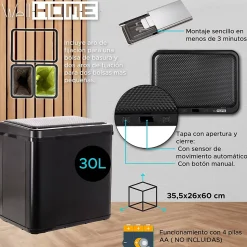 WELLHOME Poubelle de recyclage intelligente sans pied avec ouverture automatique et contact manuel 15L+15L 35,5x26x60cm Noir