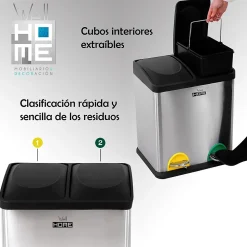 WellHome Poubelle de recyclage à 2 compartiments 16 L, recyclage des déchets